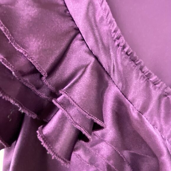 Allison Taylor Womens Satin Look Dressy Purple Flutter Short Sleeve Top Size M - Picture 3 of 5